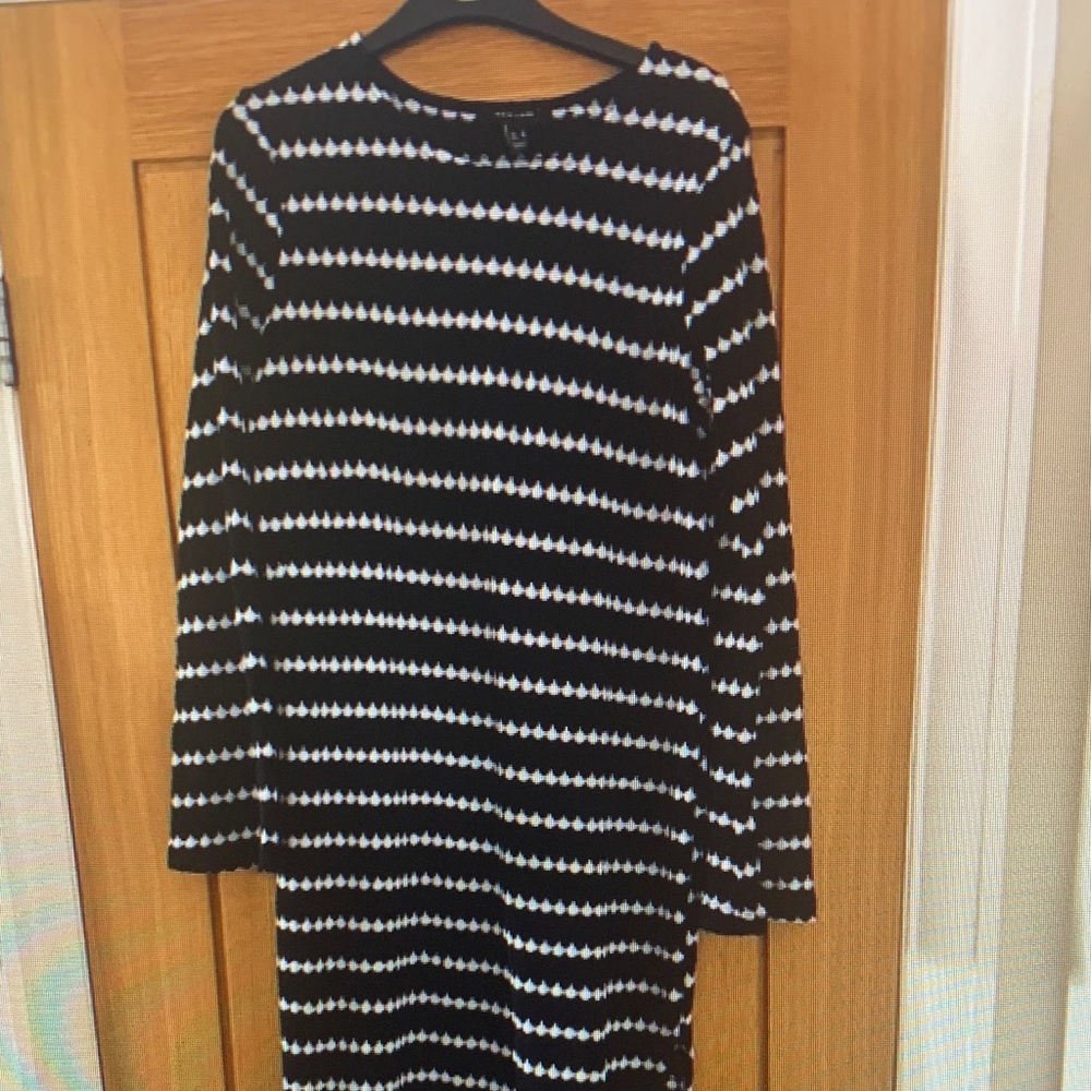 Donna Karan Black and White Striped Mini Dress